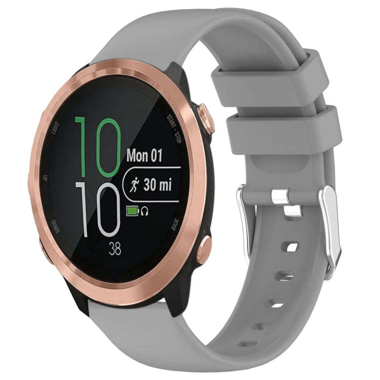 For Garmin Forerunner 645 20mm Smooth Solid Color Silicone Watch Band(Grey)