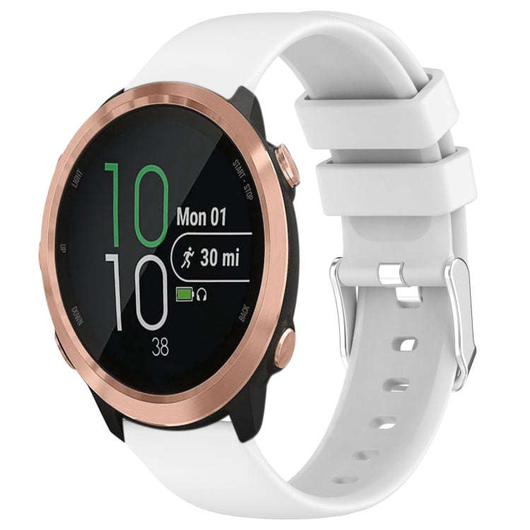 For Garmin Forerunner 645 Music 20mm Smooth Solid Color Silicone Watch Band(White)