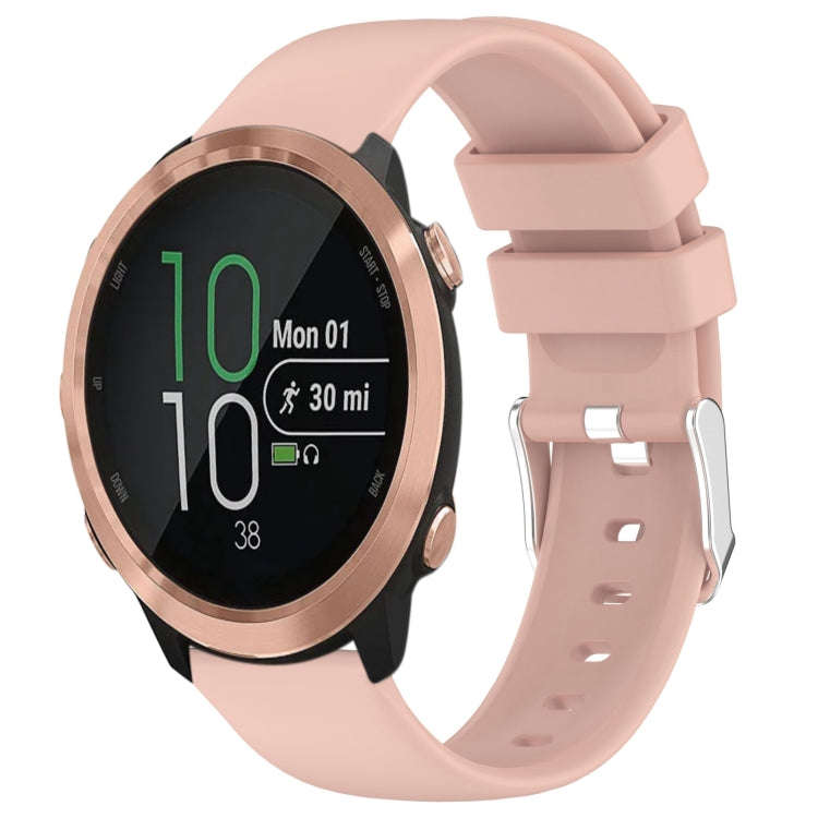 For Garmin Forerunner 645 Music 20mm Smooth Solid Color Silicone Watch Band(Pink)