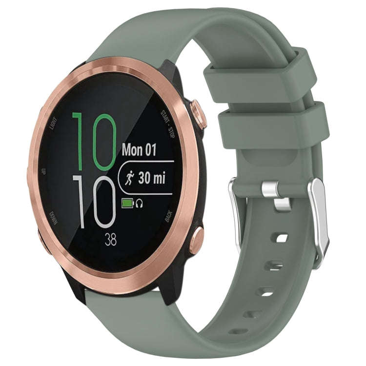 For Garmin Forerunner 645 Music 20mm Smooth Solid Color Silicone Watch Band(Olive Green)