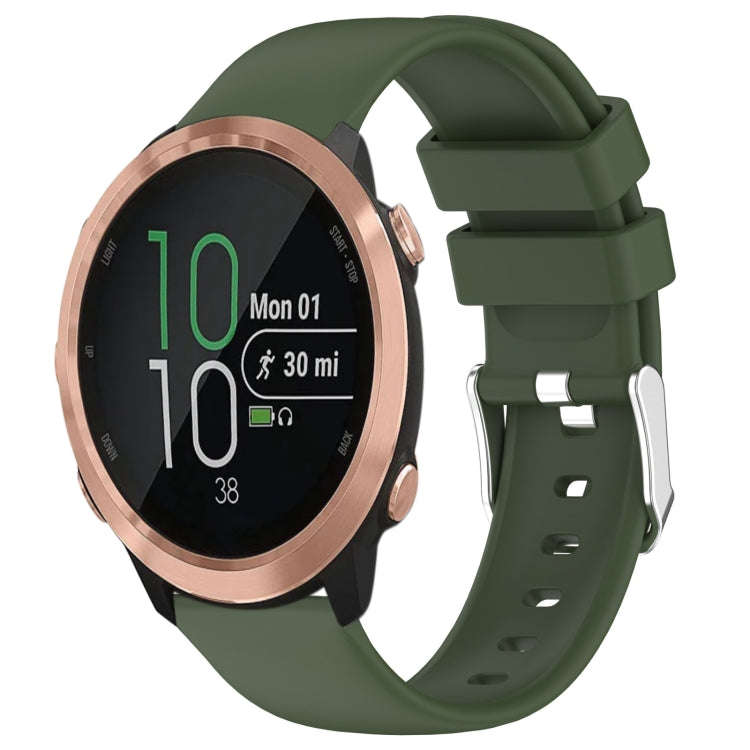 For Garmin Forerunner 645 Music 20mm Smooth Solid Color Silicone Watch Band(Army Green)