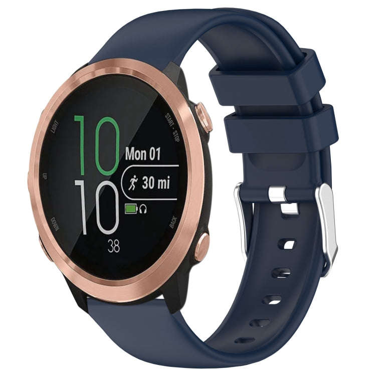 For Garmin Forerunner 645 Music 20mm Smooth Solid Color Silicone Watch Band(Midnight Blue)