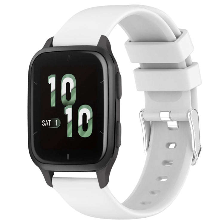 For Garmin Forerunner Sq2 20mm Smooth Solid Color Silicone Watch Band(White)