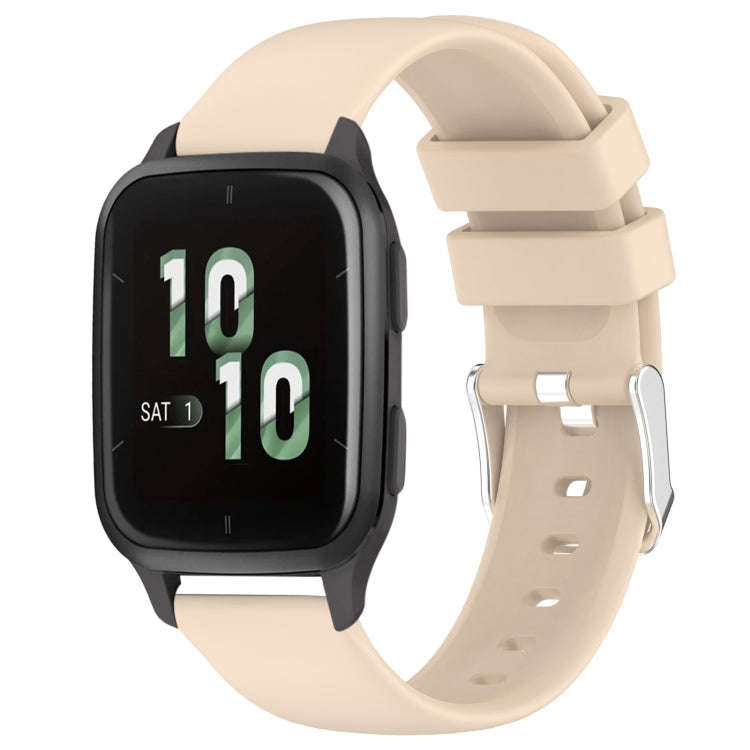 For Garmin Forerunner Sq2 20mm Smooth Solid Color Silicone Watch Band(Beige)