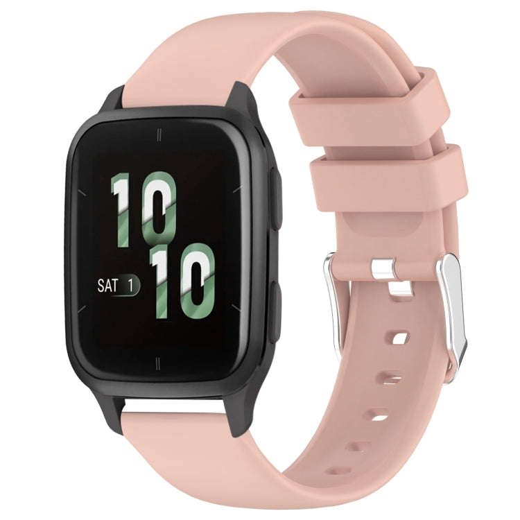 For Garmin Forerunner Sq2 20mm Smooth Solid Color Silicone Watch Band(Pink)