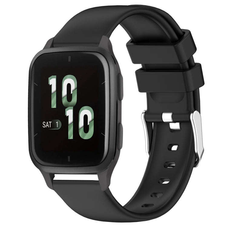 For Garmin Forerunner Sq2 20mm Smooth Solid Color Silicone Watch Band(Black)