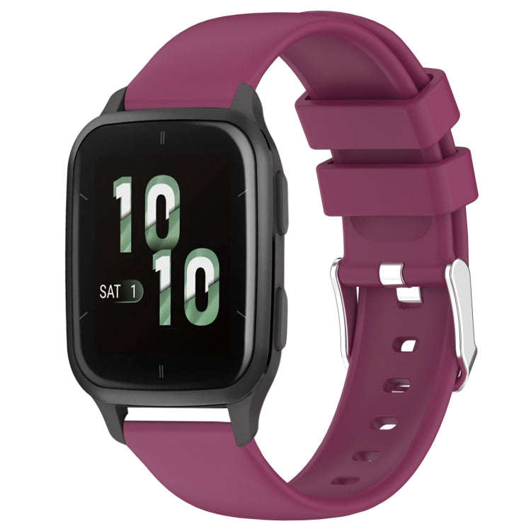 For Garmin Forerunner Sq2 20mm Smooth Solid Color Silicone Watch Band(Burgundy)