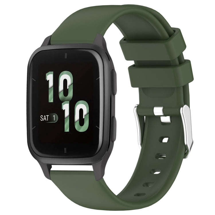 For Garmin Forerunner Sq2 20mm Smooth Solid Color Silicone Watch Band(Army Green)