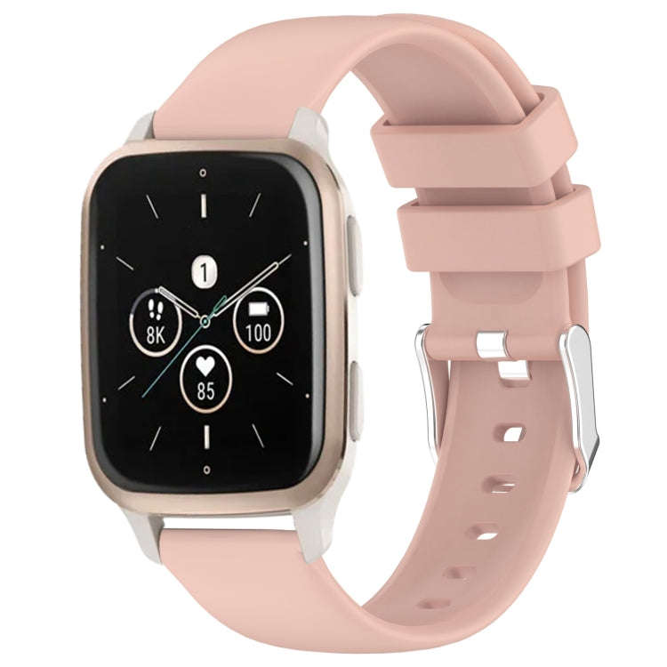For Garmin Forerunner Sq2 Music 20mm Smooth Solid Color Silicone Watch Band(Pink)