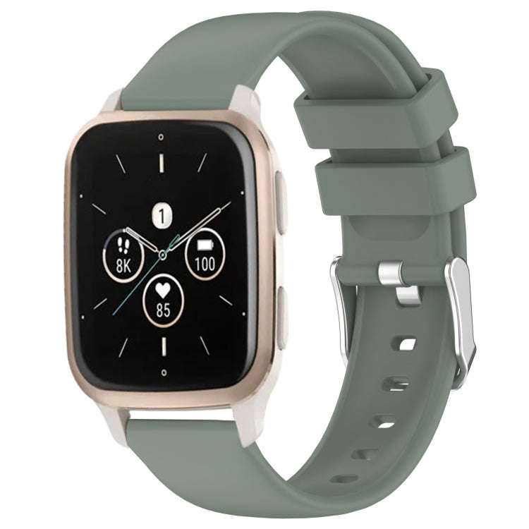 For Garmin Forerunner Sq2 Music 20mm Smooth Solid Color Silicone Watch Band(Olive Green)