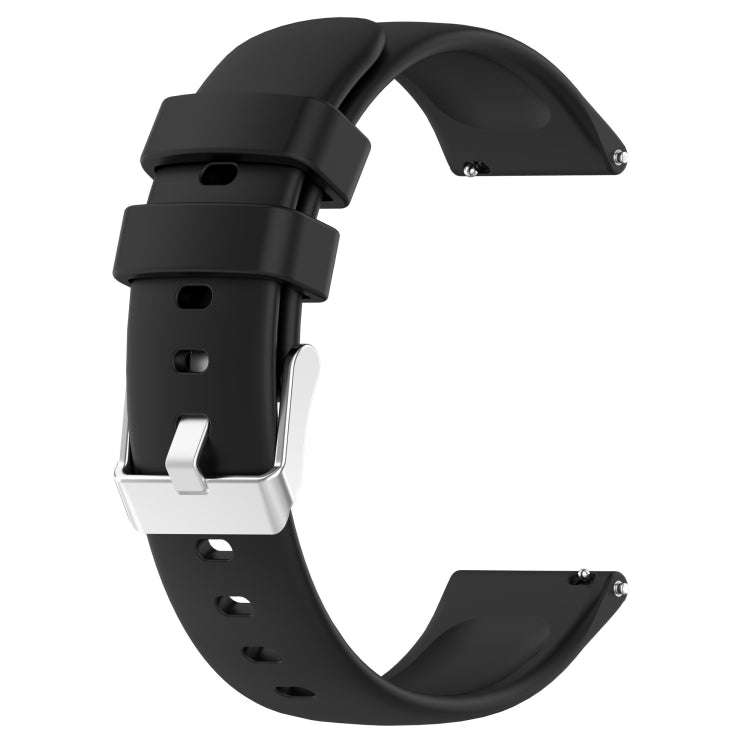 For Garmin Forerunner Sq2 Music 20mm Smooth Solid Color Silicone Watch Band(Black)