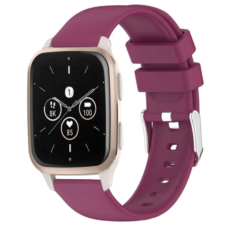 For Garmin Forerunner Sq2 Music 20mm Smooth Solid Color Silicone Watch Band(Burgundy)