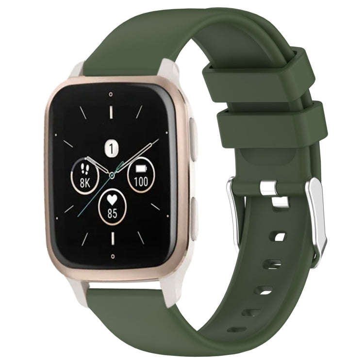 For Garmin Forerunner Sq2 Music 20mm Smooth Solid Color Silicone Watch Band(Army Green)