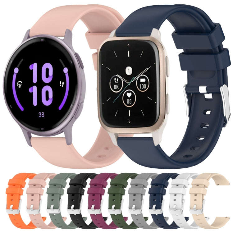 For Garmin Forerunner Sq2 Music 20mm Smooth Solid Color Silicone Watch Band(Grey)