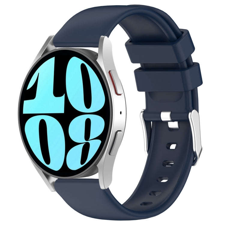 For Samsung Galaxy Watch 6 44mm 20mm Smooth Solid Color Silicone Watch Band(Midnight Blue)
