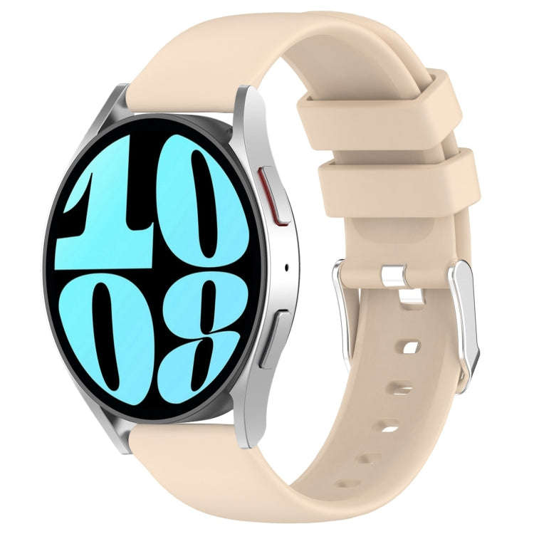 For Samsung Galaxy Watch 6 40mm 20mm Smooth Solid Color Silicone Watch Band(Beige)