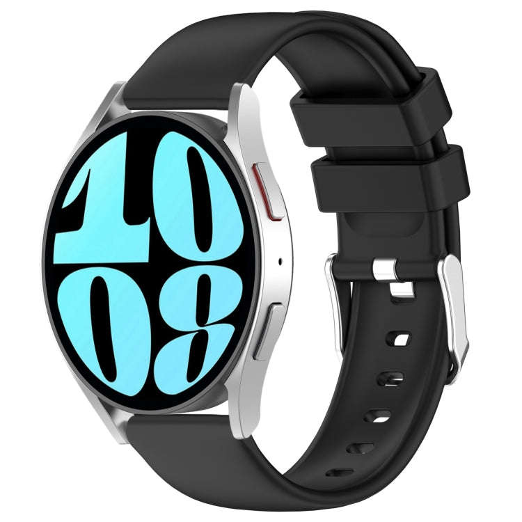 For Samsung Galaxy Watch 6 40mm 20mm Smooth Solid Color Silicone Watch Band(Black)