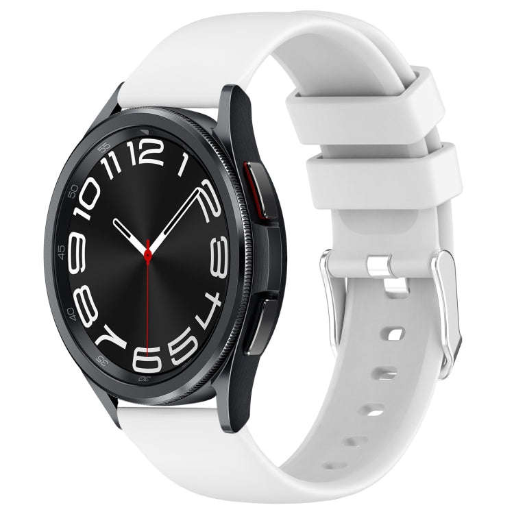 For Samsung Galaxy Watch 6 Classic 47mm 20mm Smooth Solid Color Silicone Watch Band(White)