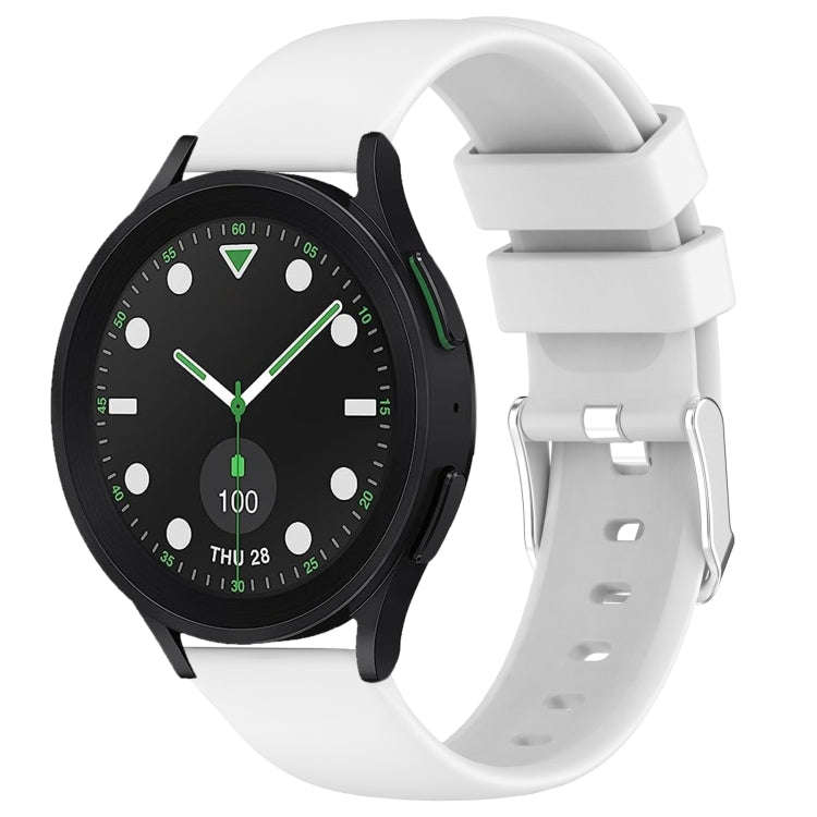 For Samsung Galaxy watch 5 Pro Golf Edition 20mm Smooth Solid Color Silicone Watch Band(White)