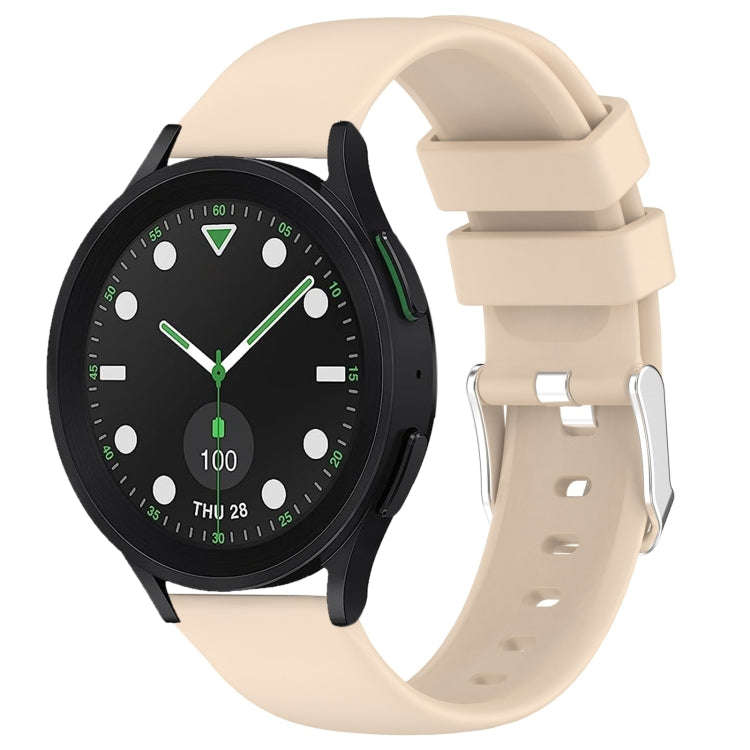 For Samsung Galaxy watch 5 Golf Edition 20mm Smooth Solid Color Silicone Watch Band(Beige)