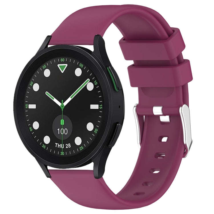 For Samsung Galaxy watch 5 Golf Edition 20mm Smooth Solid Color Silicone Watch Band(Burgundy)