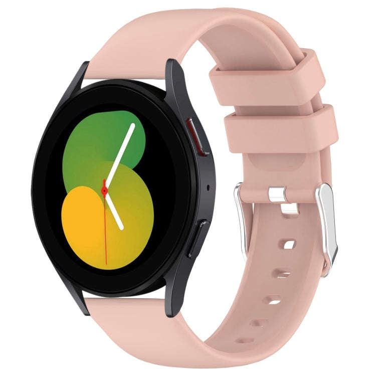 For Samsung Galaxy Watch 5  44mm 20mm Smooth Solid Color Silicone Watch Band(Pink)