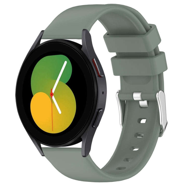 For Samsung Galaxy Watch 5  44mm 20mm Smooth Solid Color Silicone Watch Band(Olive Green)