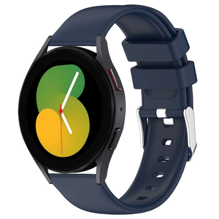 For Samsung Galaxy Watch 5  44mm 20mm Smooth Solid Color Silicone Watch Band(Midnight Blue)
