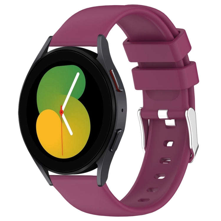For Samsung Galaxy Watch 5  40mm 20mm Smooth Solid Color Silicone Watch Band(Burgundy)