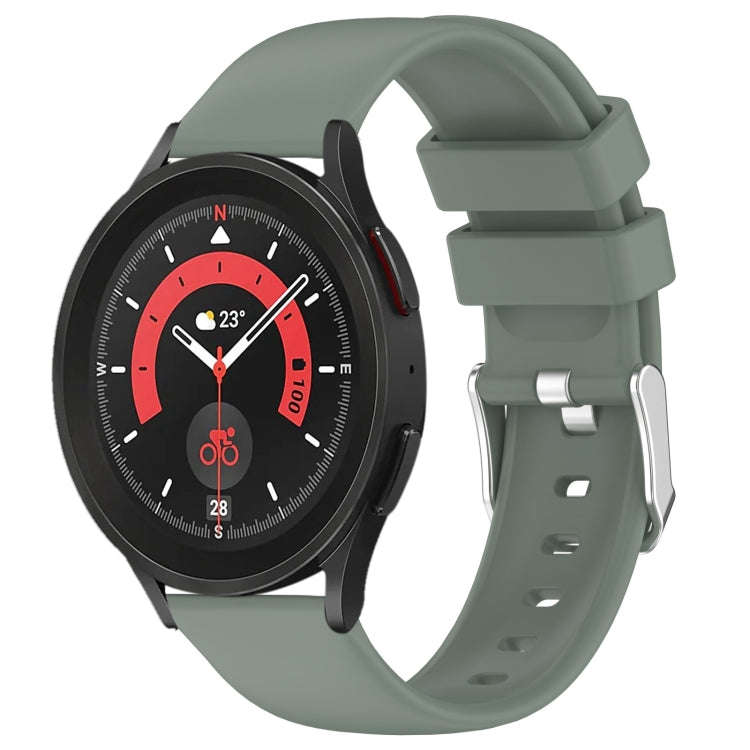For Samsung Galaxy Watch 5 Pro  45mm 20mm Smooth Solid Color Silicone Watch Band(Olive Green)