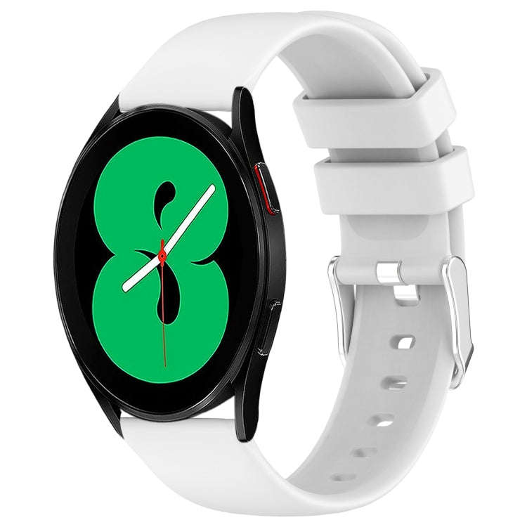For Samsung Galaxy Watch 4 44mm 20mm Smooth Solid Color Silicone Watch Band(White)