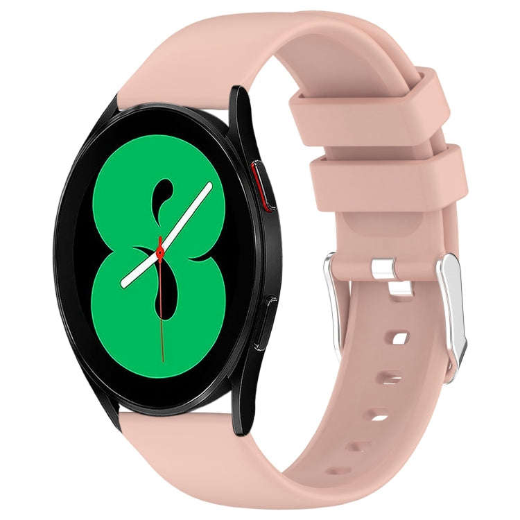 For Samsung Galaxy Watch 4 44mm 20mm Smooth Solid Color Silicone Watch Band(Pink)