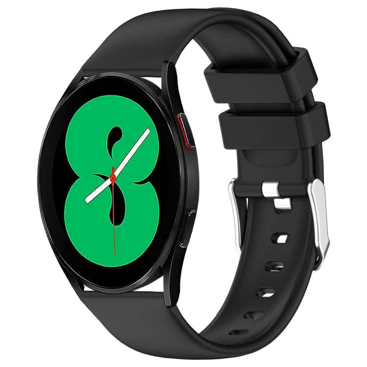 For Samsung Galaxy Watch 4 44mm 20mm Smooth Solid Color Silicone Watch Band(Black)