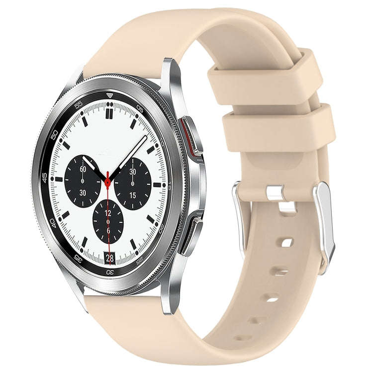 For Samsung  Galaxy Watch 4 Classic 42mm 20mm Smooth Solid Color Silicone Watch Band(Beige)