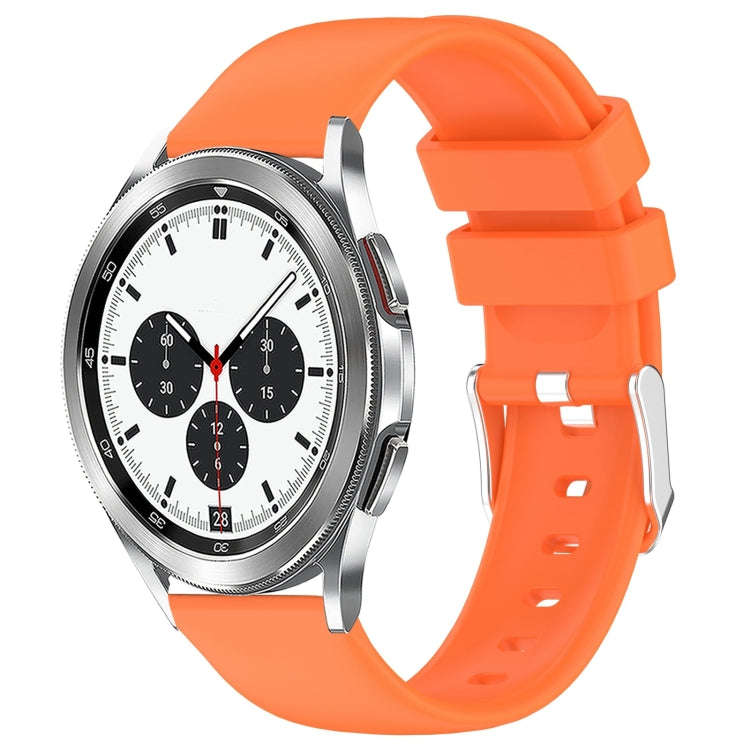 For Samsung  Galaxy Watch 4 Classic 42mm 20mm Smooth Solid Color Silicone Watch Band(Orange)