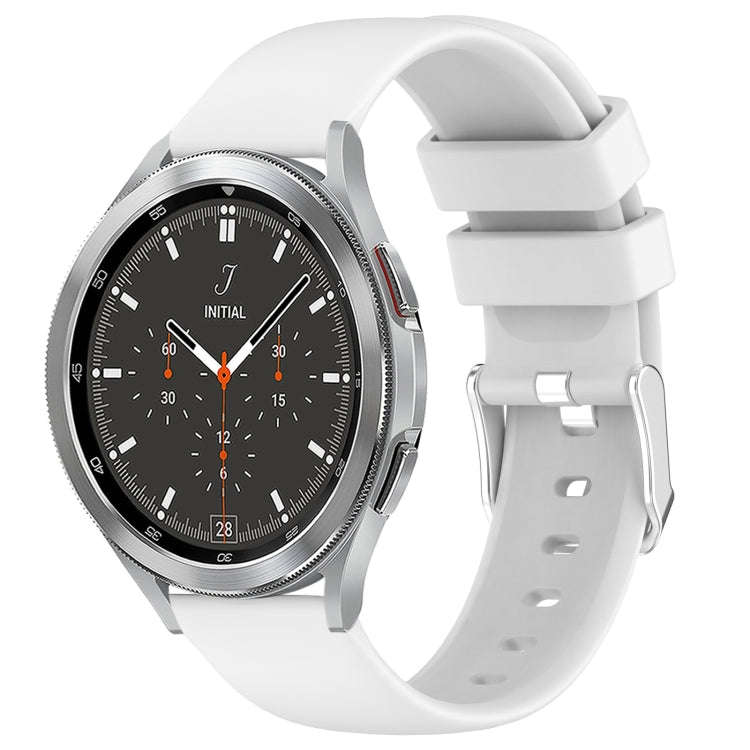 For Samsung  Galaxy Watch 4 Classic 46mm 20mm Smooth Solid Color Silicone Watch Band(White)