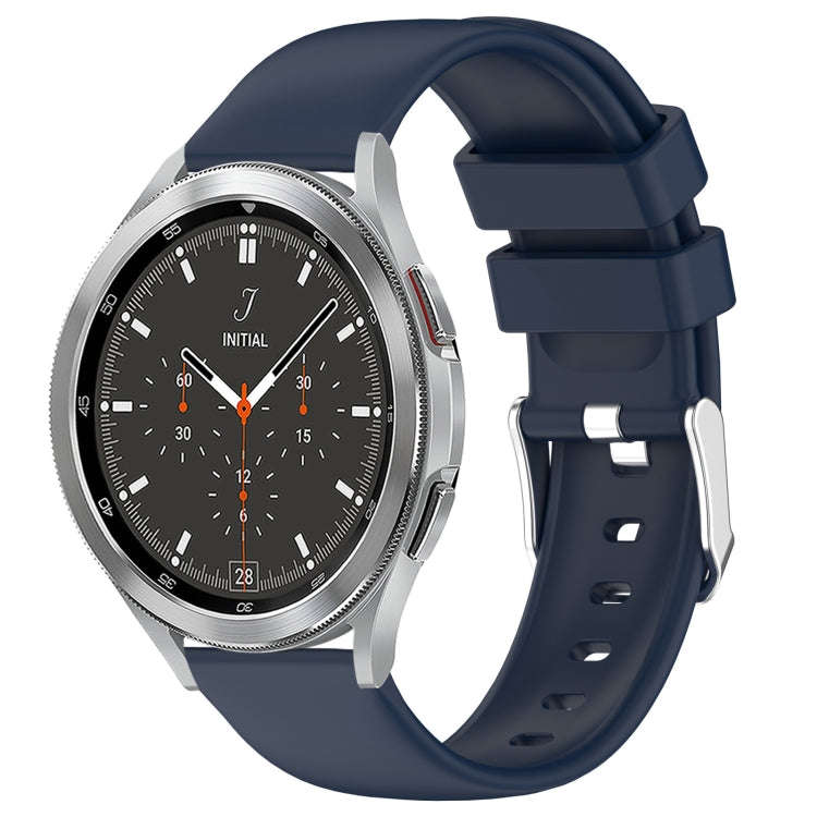 For Samsung  Galaxy Watch 4 Classic 46mm 20mm Smooth Solid Color Silicone Watch Band(Midnight Blue)
