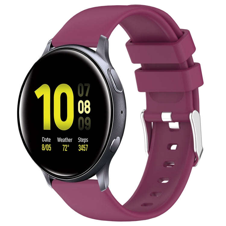 For Samsung Galaxy Watch Active 2 40mm 20mm Smooth Solid Color Silicone Watch Band(Burgundy)