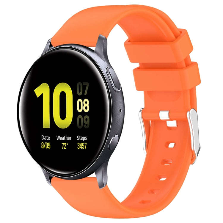 For Samsung Galaxy Watch Active 2 44mm 20mm Smooth Solid Color Silicone Watch Band(Orange)