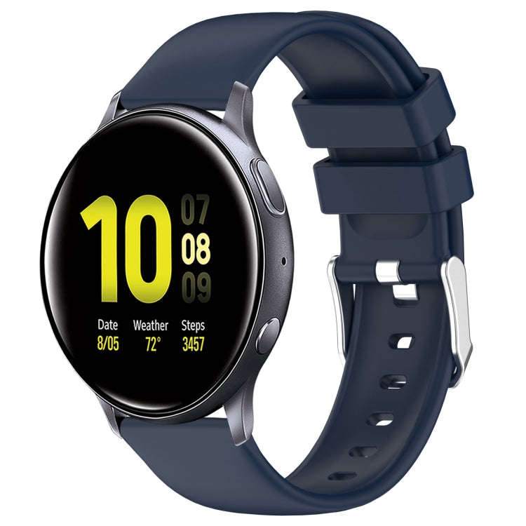 For Samsung Galaxy Watch Active 2 44mm 20mm Smooth Solid Color Silicone Watch Band(Midnight Blue)