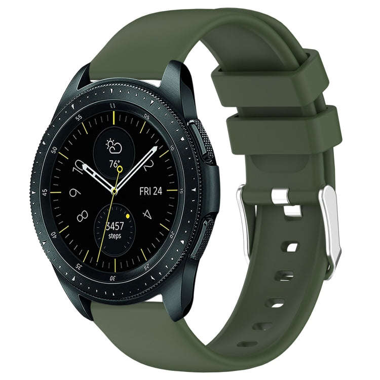 For Samsung Galaxy Watch 42mm 20mm Smooth Solid Color Silicone Watch Band(Army Green)