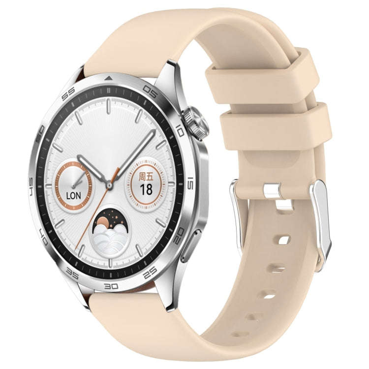 For Huawei Watch GT4 41mm 20mm Smooth Solid Color Silicone Watch Band(Beige)