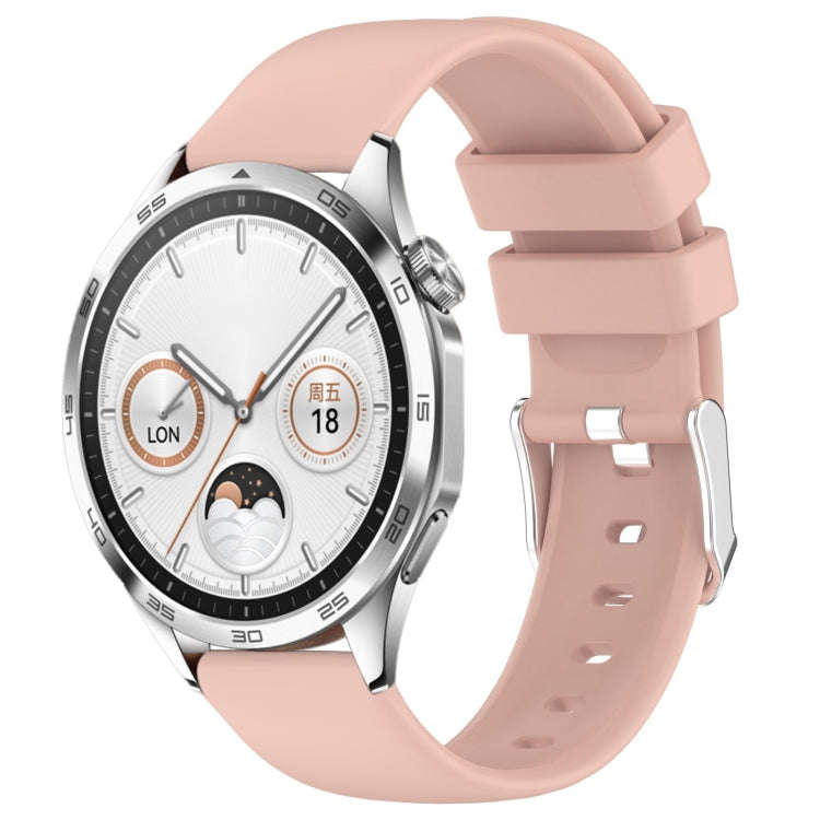 For Huawei Watch GT4 41mm 20mm Smooth Solid Color Silicone Watch Band(Pink)