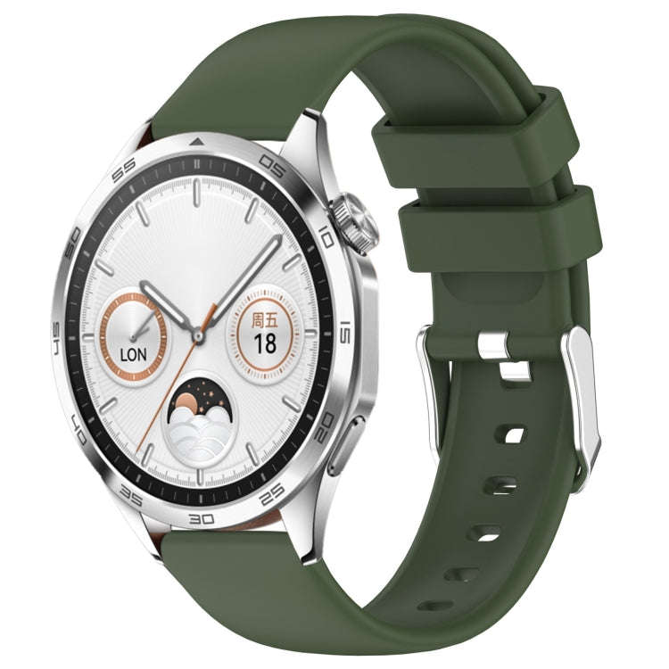For Huawei Watch GT4 41mm 20mm Smooth Solid Color Silicone Watch Band(Army Green)
