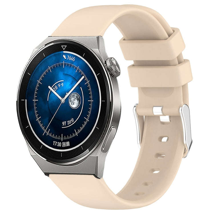 For Huawei Watch GT3 Pro 43mm 20mm Smooth Solid Color Silicone Watch Band(Beige)