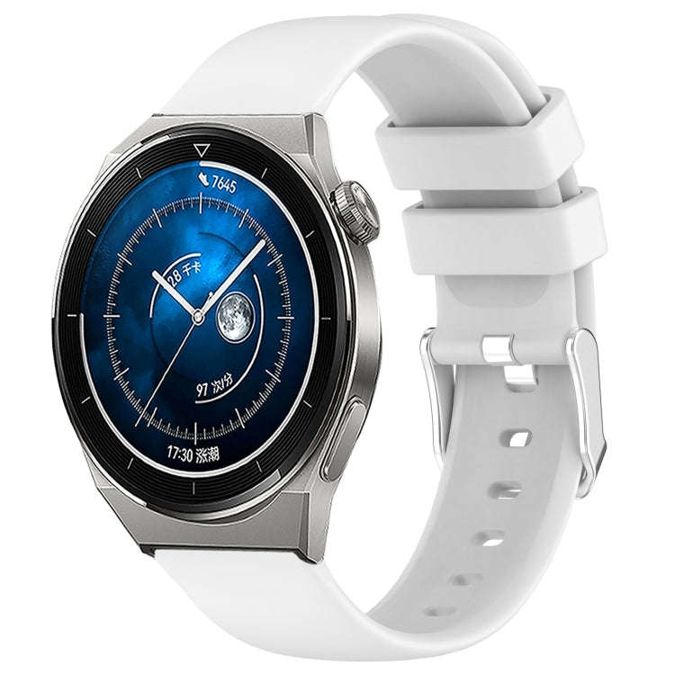 For Huawei Watch GT3 42mm 20mm Smooth Solid Color Silicone Watch Band(White)