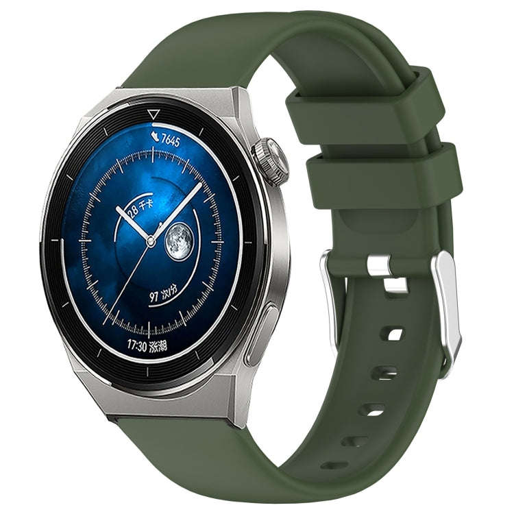 For Huawei Watch GT3 42mm 20mm Smooth Solid Color Silicone Watch Band(Army Green)