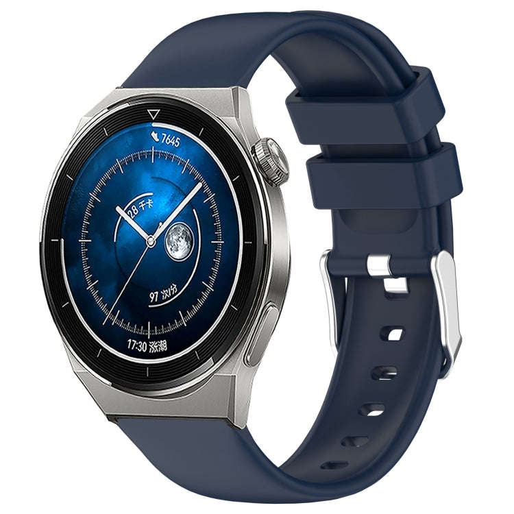 For Huawei Watch GT3 42mm 20mm Smooth Solid Color Silicone Watch Band(Midnight Blue)
