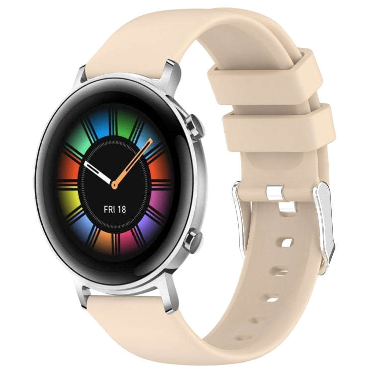 For Huawei Watch GT2 42mm 20mm Smooth Solid Color Silicone Watch Band(Beige)