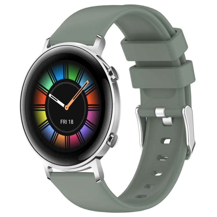 For Huawei Watch GT2 42mm 20mm Smooth Solid Color Silicone Watch Band(Olive Green)